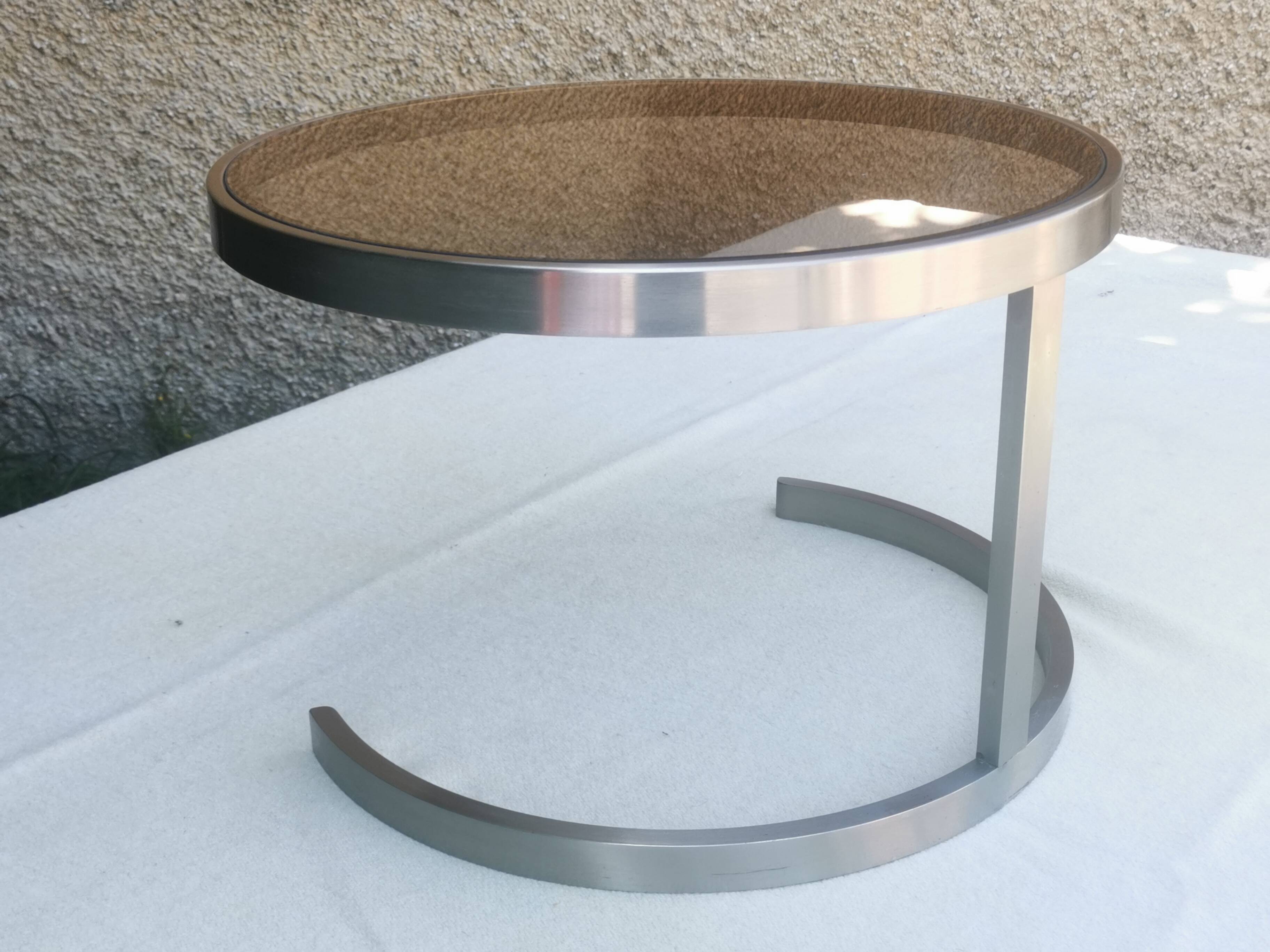 Vintage living room table “metal and glass top”