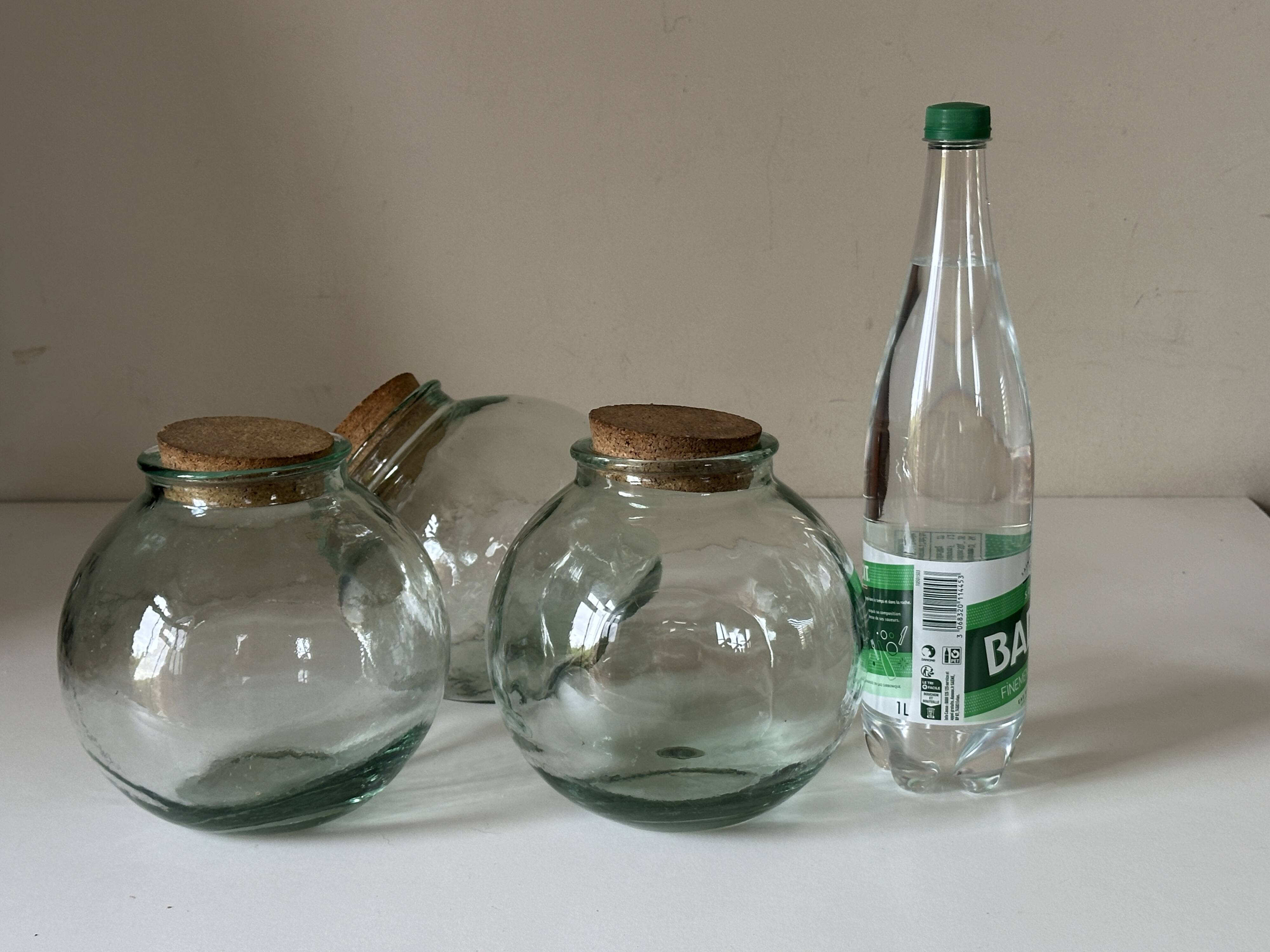 Set of 3 vintage glass candy jars from the 60s and 70s