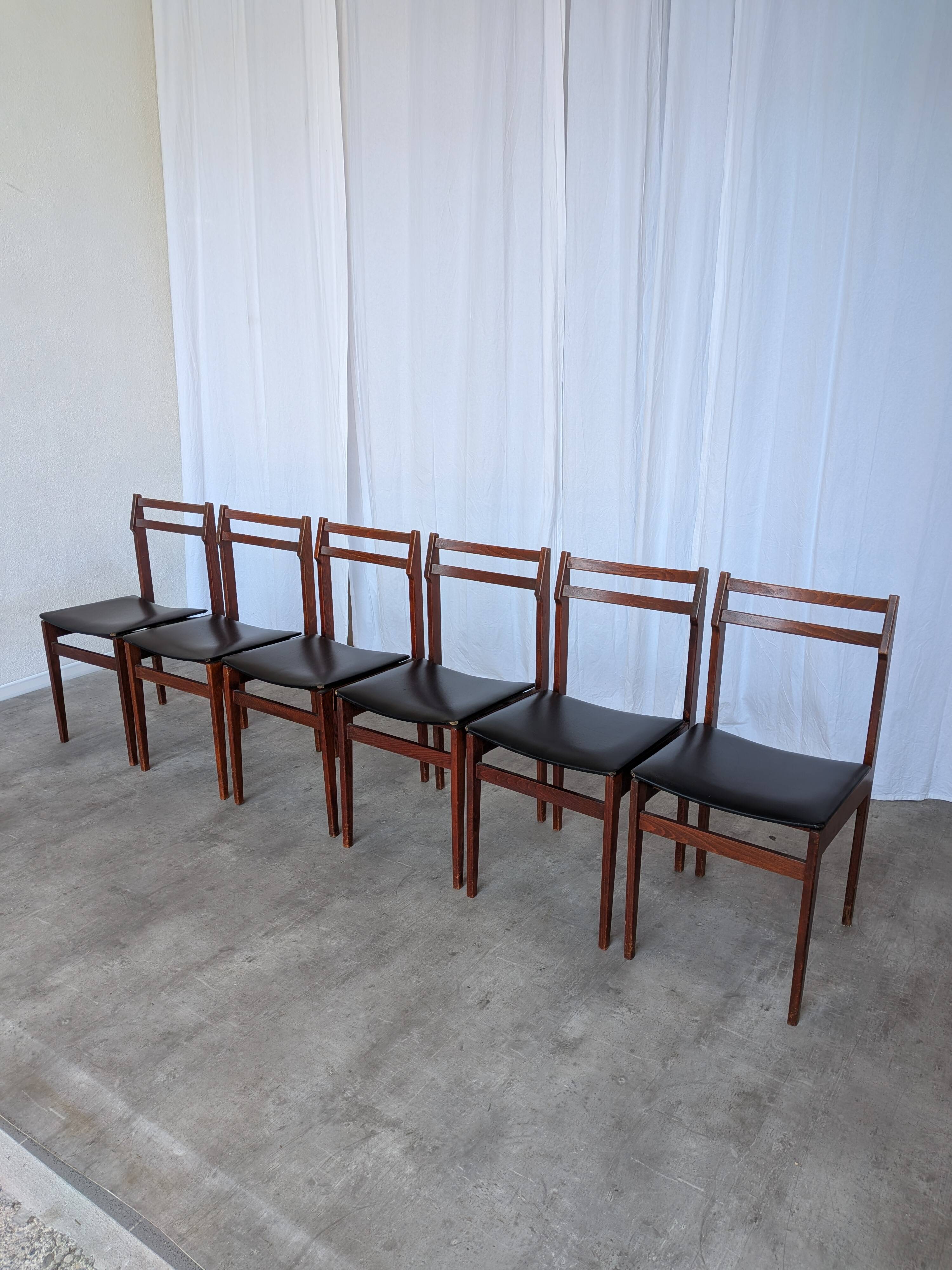 Set of 14 Vintage Scandinavian Dining Chairs / Yugoslav Wooden Bistro Chair