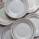 Vintage flat plates Céranord Saint-Amand red, blue, yellow stripes