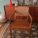 Pair of wood and cane armchairs