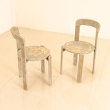 Set of 6 khaki chairs by Bruno Rey for Dietiker 70's