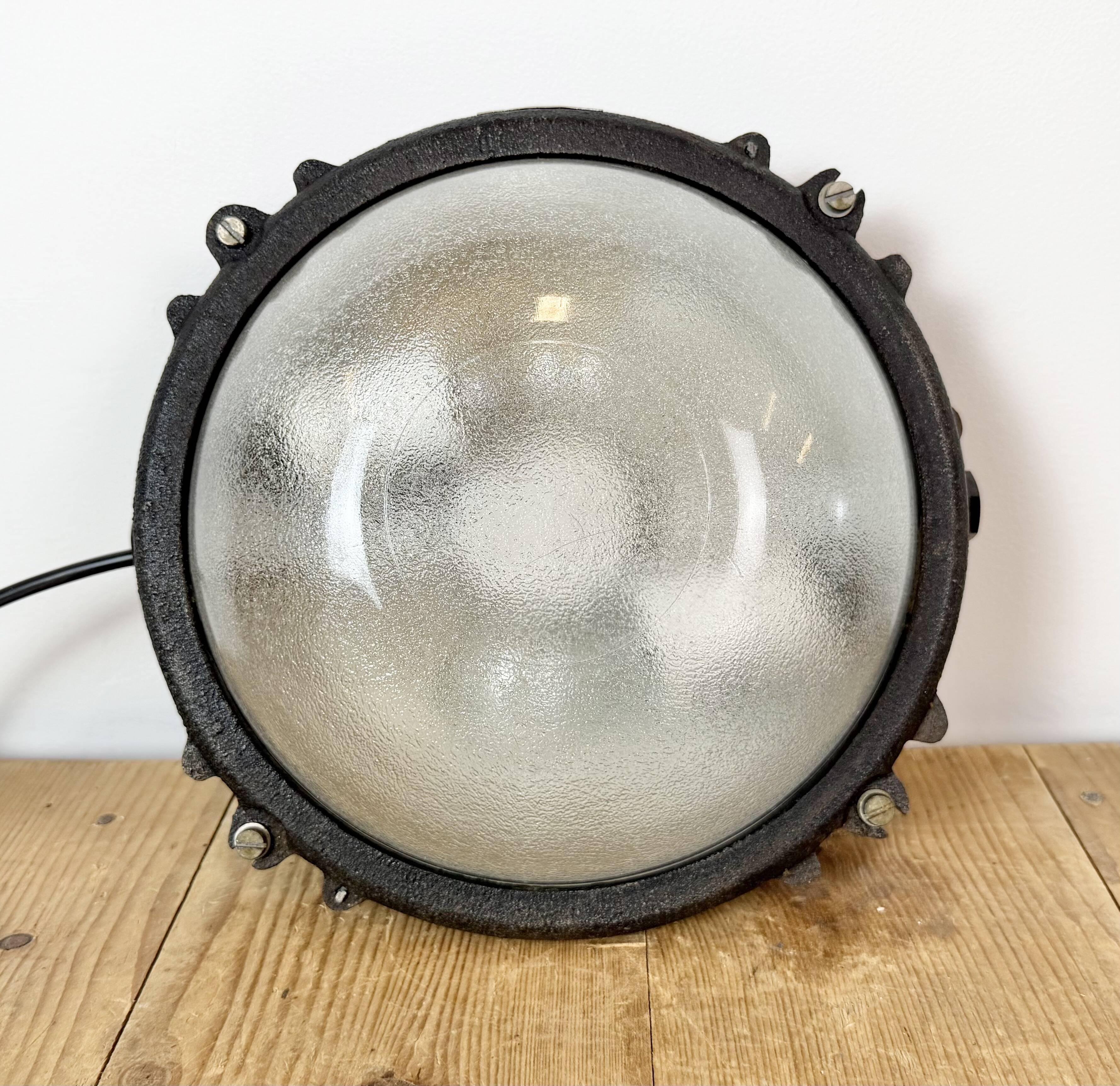 Black Industrial Cast Iron Wall or Ceiling Light from Elektrosvit, 1960s