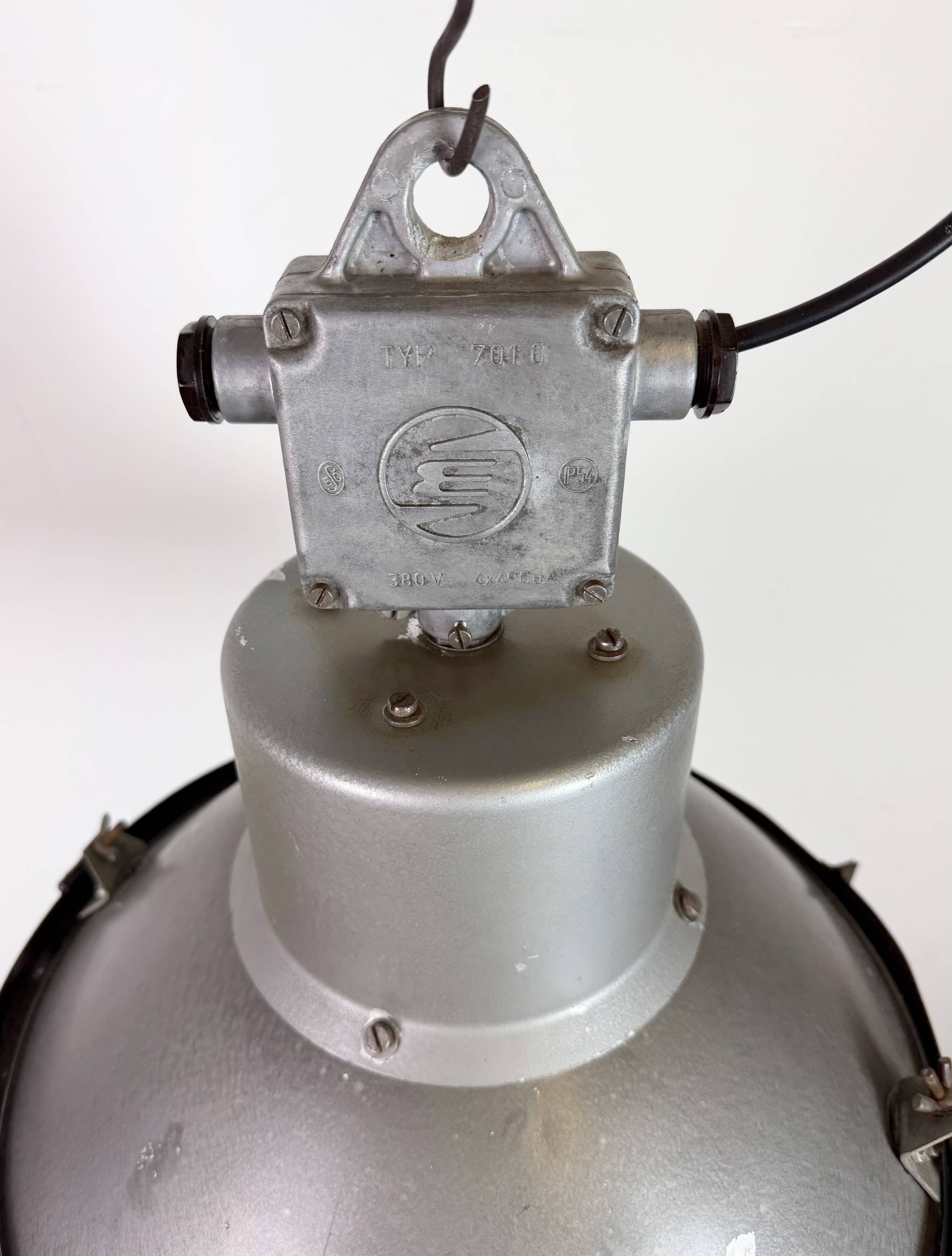 Industrial Grey Hammer Paint Pendant Lamp from Elektrosvit, 1960s