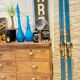 Paire de ski vintage en bois