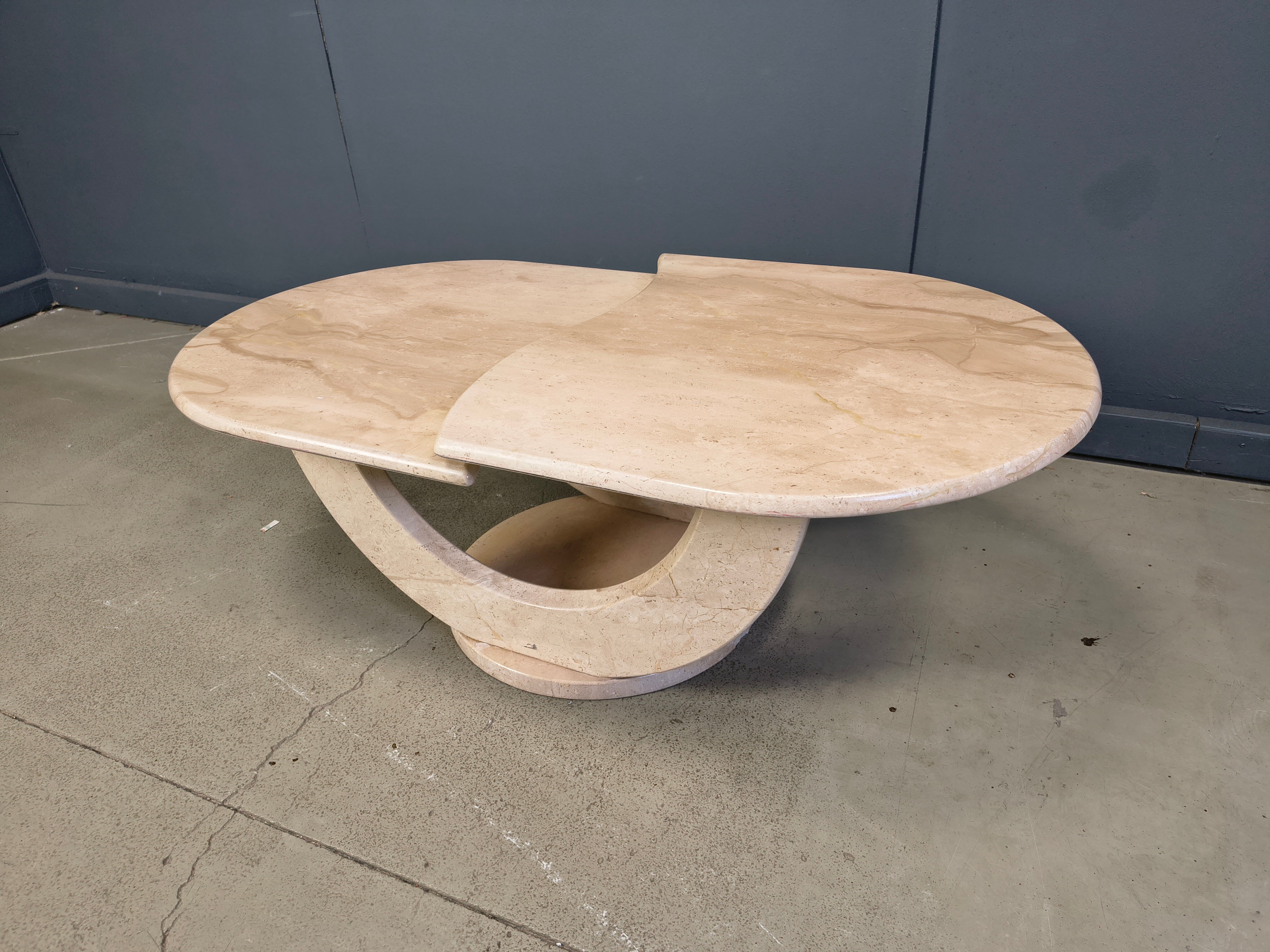 Vintage two tier travertine coffee table, 1970s