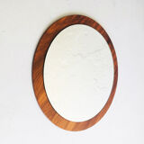 Round mirror with wooden veneer frame, 1970s