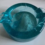 Produit BHV Cendrier massif en verre soufflé turquoise 1960