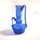 Miniature soliflore vase, antique blown glass in blue, craftsmanship from 1900.