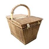 Très ancien panier 2 volets en osier
