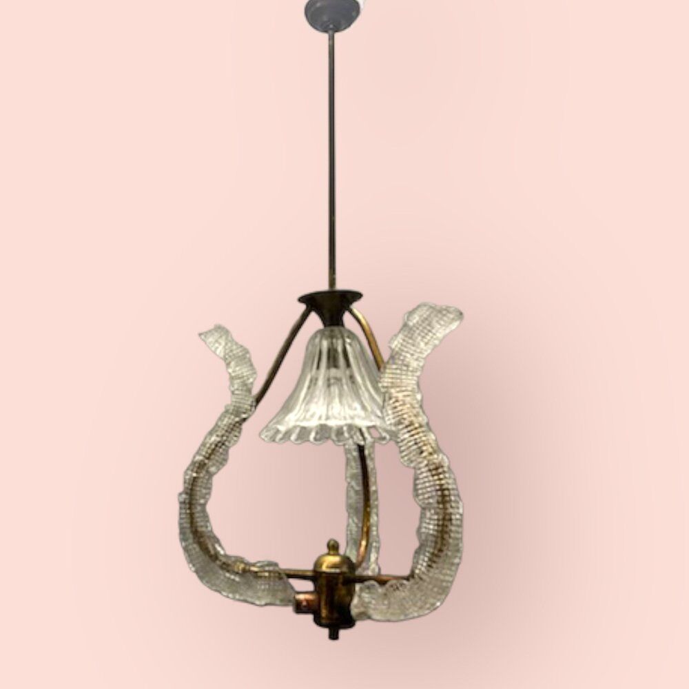 Barovier Italian Murano glass pendant light by Ercole Barovier, 1940s