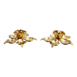 Pair of brass "flower" candlesticks