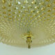mid century ceiling LAMP flush mount textured amber glass and brass 1970s