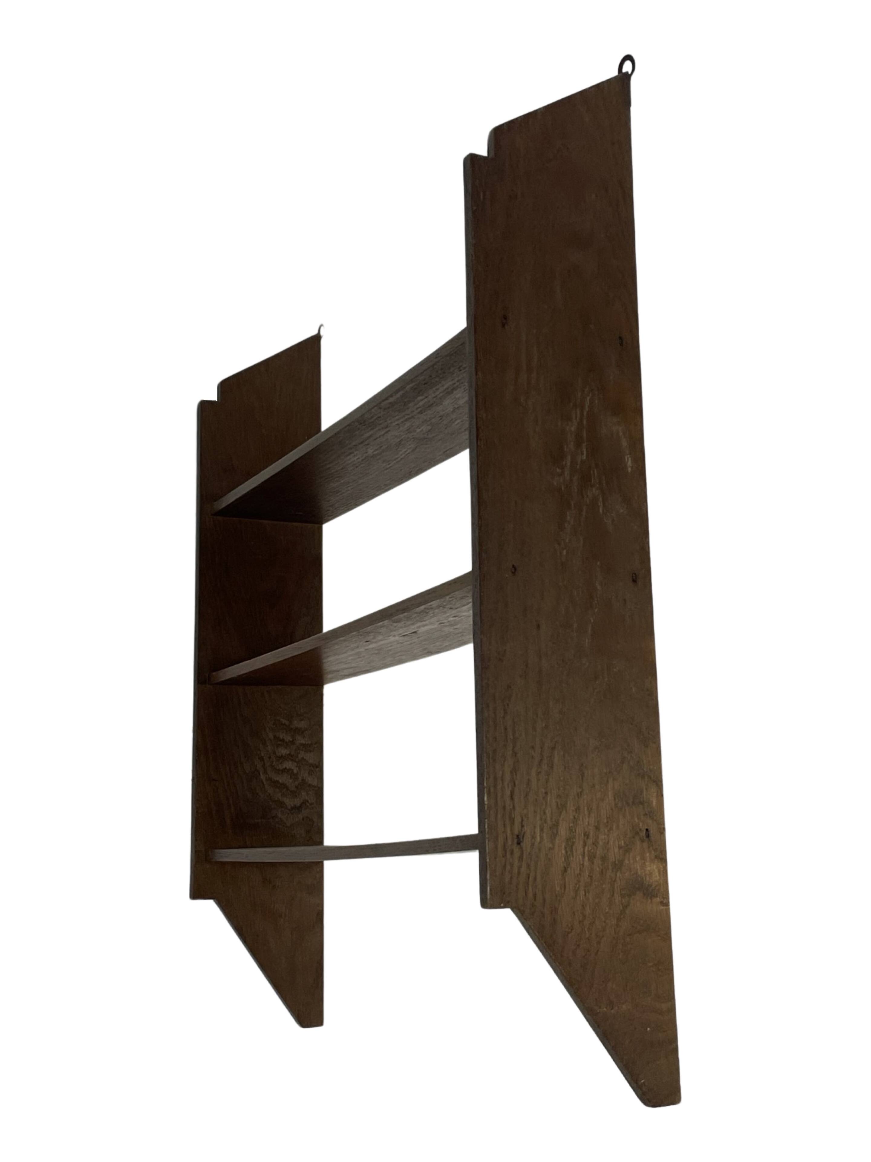 Vintage wooden wall shelve rack bookshelf in oak