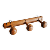 Solid wood coat rack with 3 hooks - mid 20th century