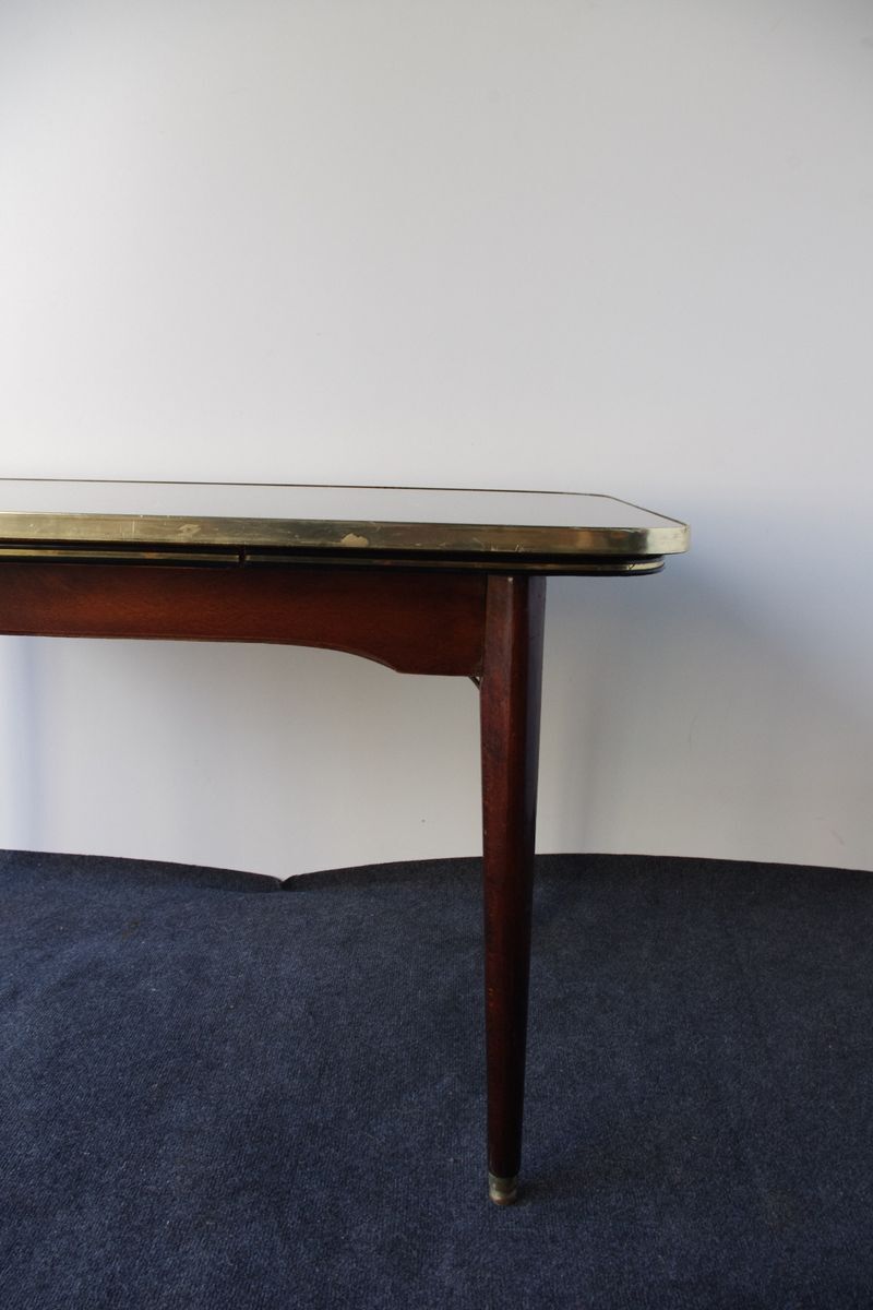 Folding table with black and gold painted glass, 1950