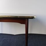 Folding table with black and gold painted glass, 1950