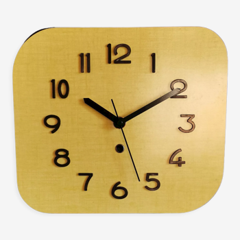 Vintage clock formica rectangular silent wall clock "Sun yellow"