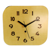 Horloge vintage formica pendule murale silencieuse rectangulaire "Jaune soleil"