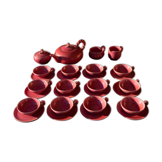 Pink ceramic tea service