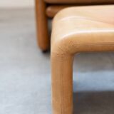 Pair of armchairs with cognac-colored pouf, "Coronado" model by Afra & Tobia scarpa for B&B It