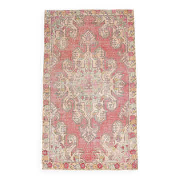 4x7 Red Cream Oriental Vintage Rug, 127x223Cm