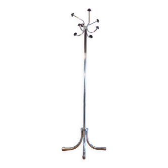 Chrome metal parrot coat rack