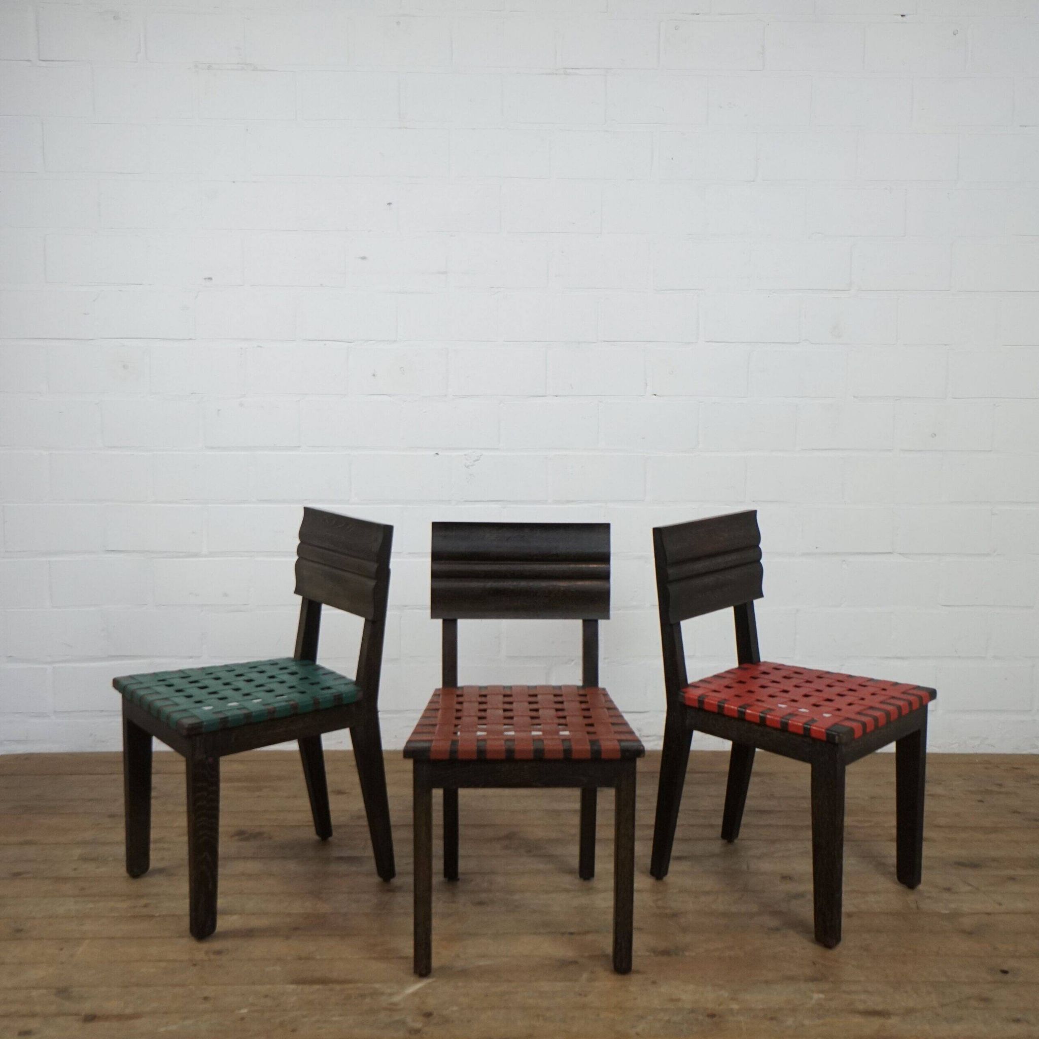 Set of 6 French 1940 dining chairs in oak