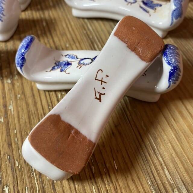 Set of 10 knife holders with blue Moustiers decor