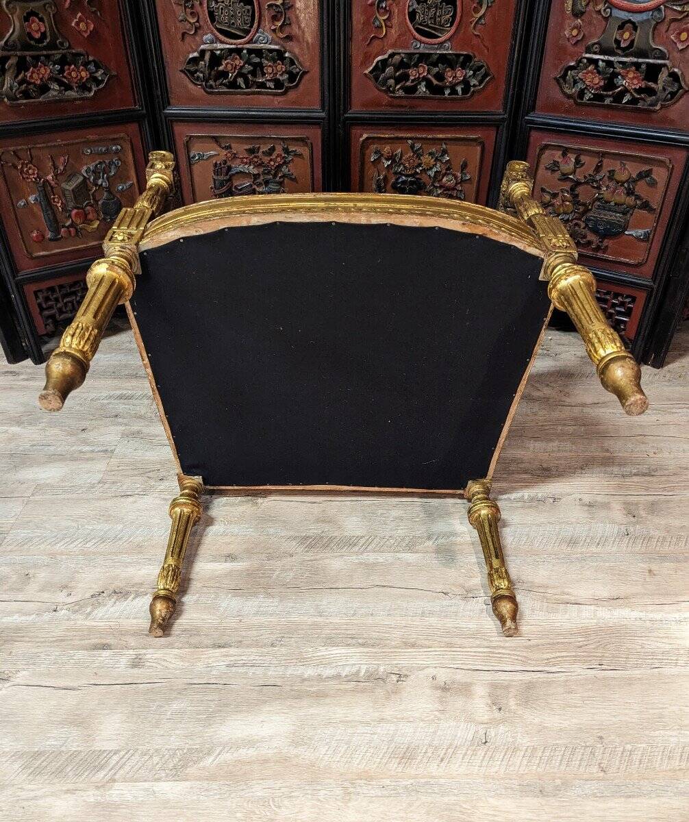 Fauteuil De Bureau Louis XVI Canné En Bois Doré