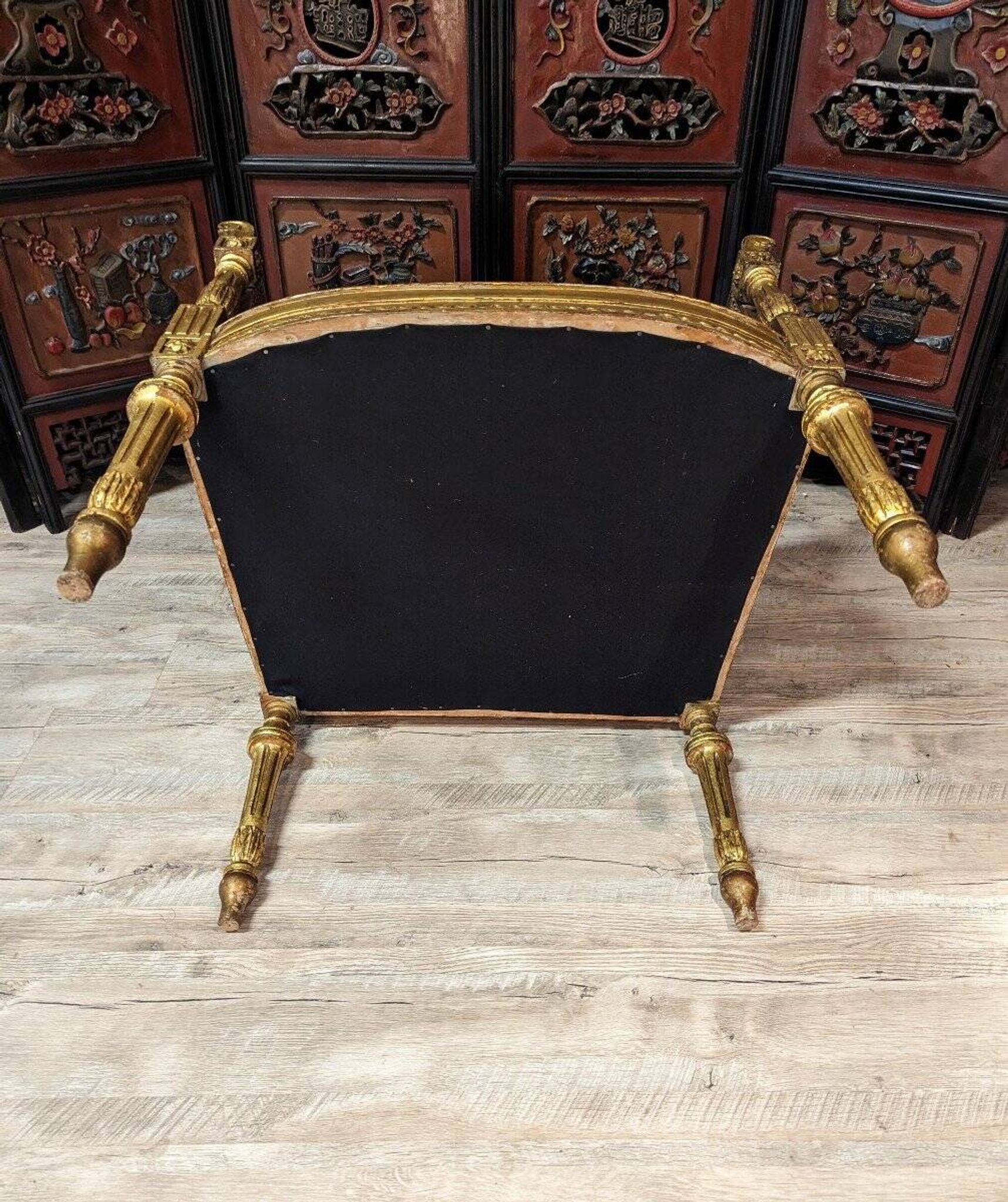 Fauteuil De Bureau Louis XVI Canné En Bois Doré
