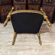 Fauteuil De Bureau Louis XVI Canné En Bois Doré
