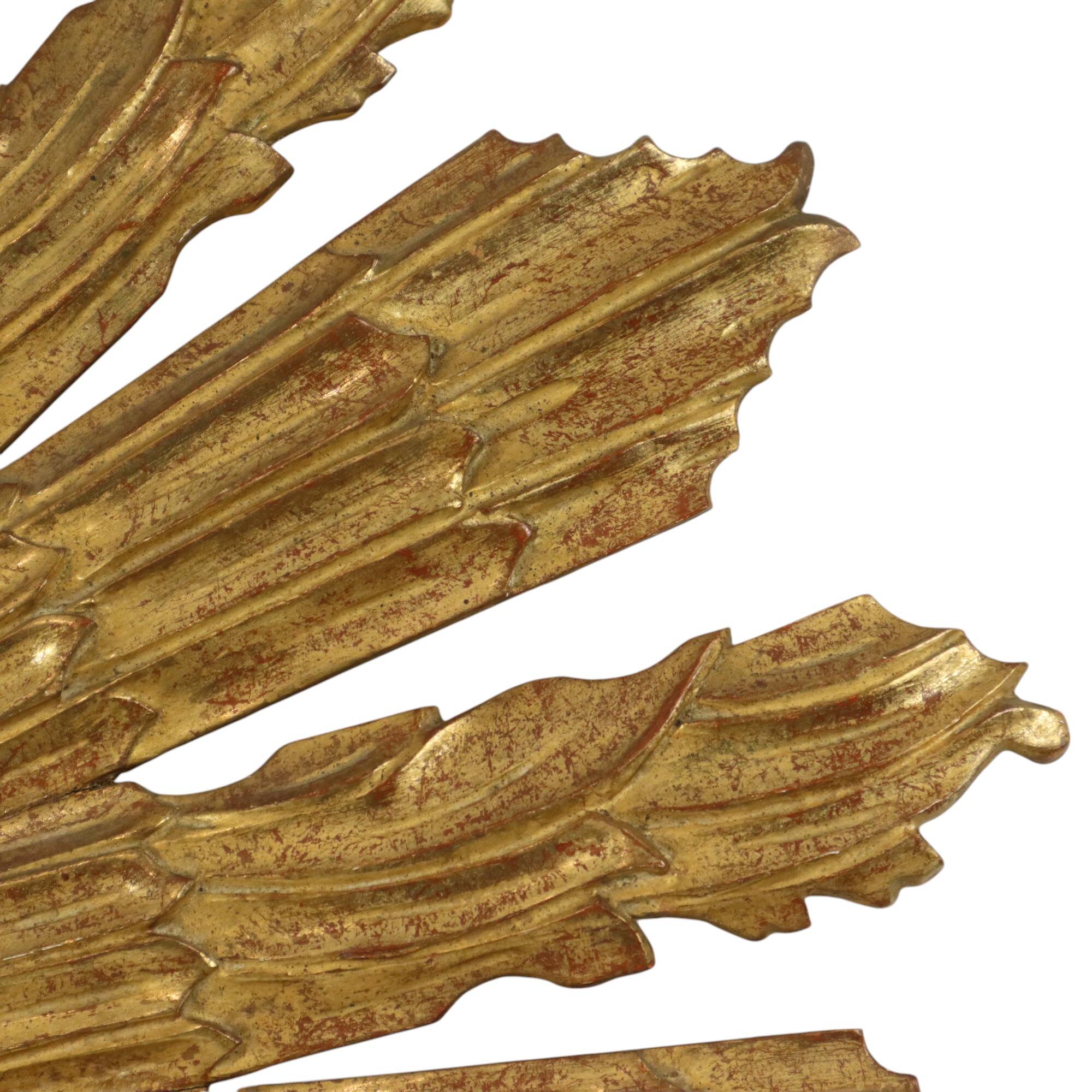 Large Wooden Sun Mirror Sunburst Butler XL Mirror Gold 70cm