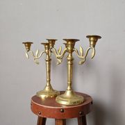 Pair of vintage bohemian country candlestick holders