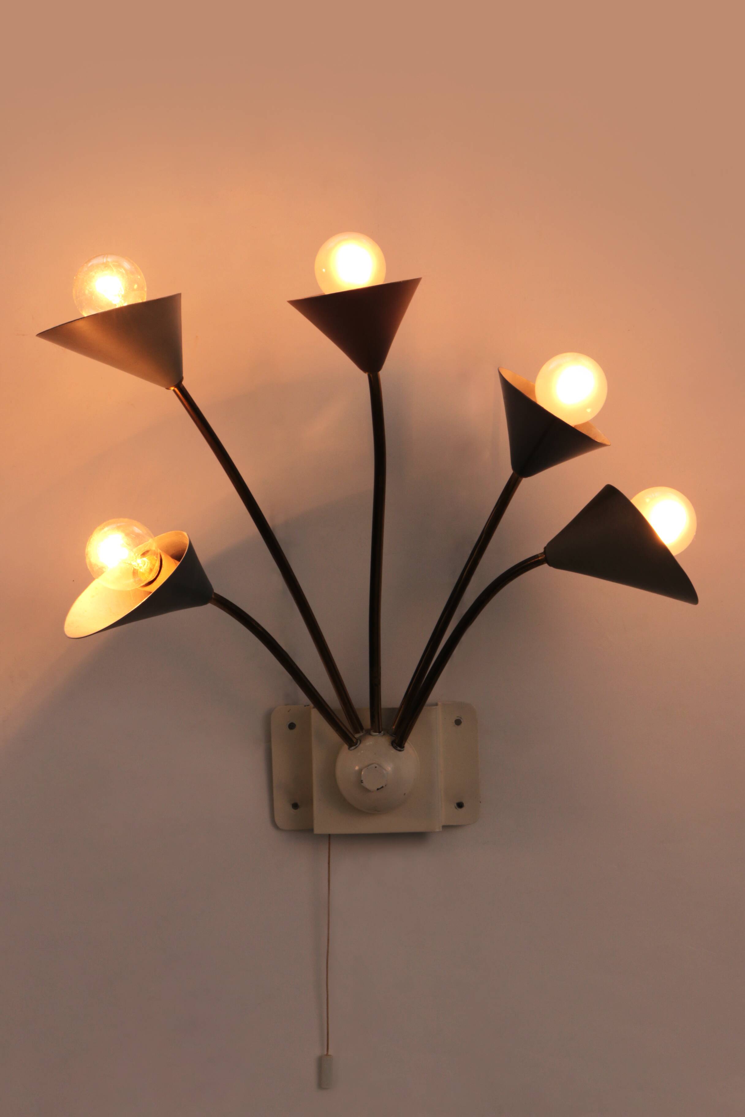 Vintage Wall Lamp with 5 Lights - Brass Metal, 1960 Denmark