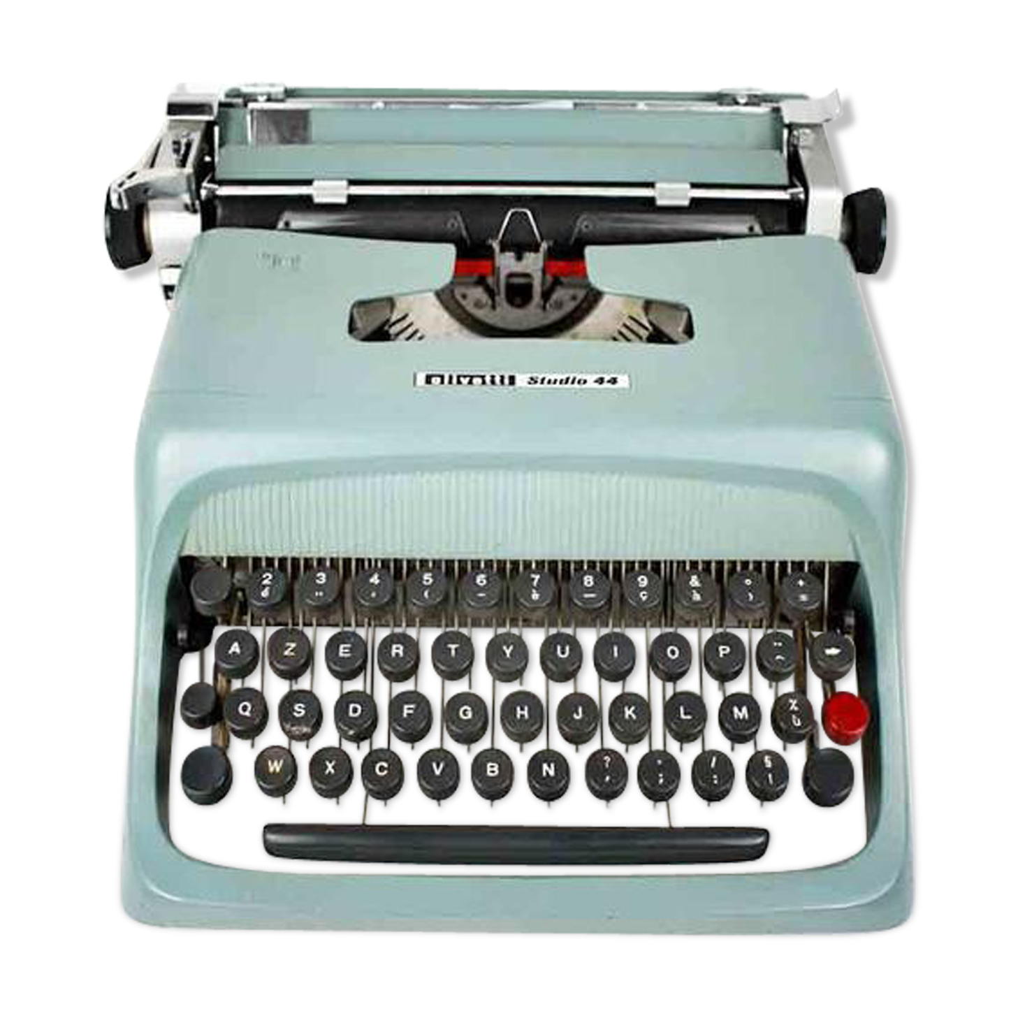 Machine à écrire Olivetti Studio 44 dans son étui avec la clef du coffret