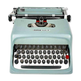 Machine à écrire Olivetti Studio 44 dans son étui avec la clef du coffret