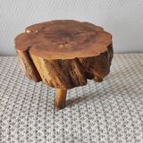 Vintage 1960s Brutalist Tripod Footstool Folk Art
