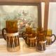 Amber glass and wicker lemonade set