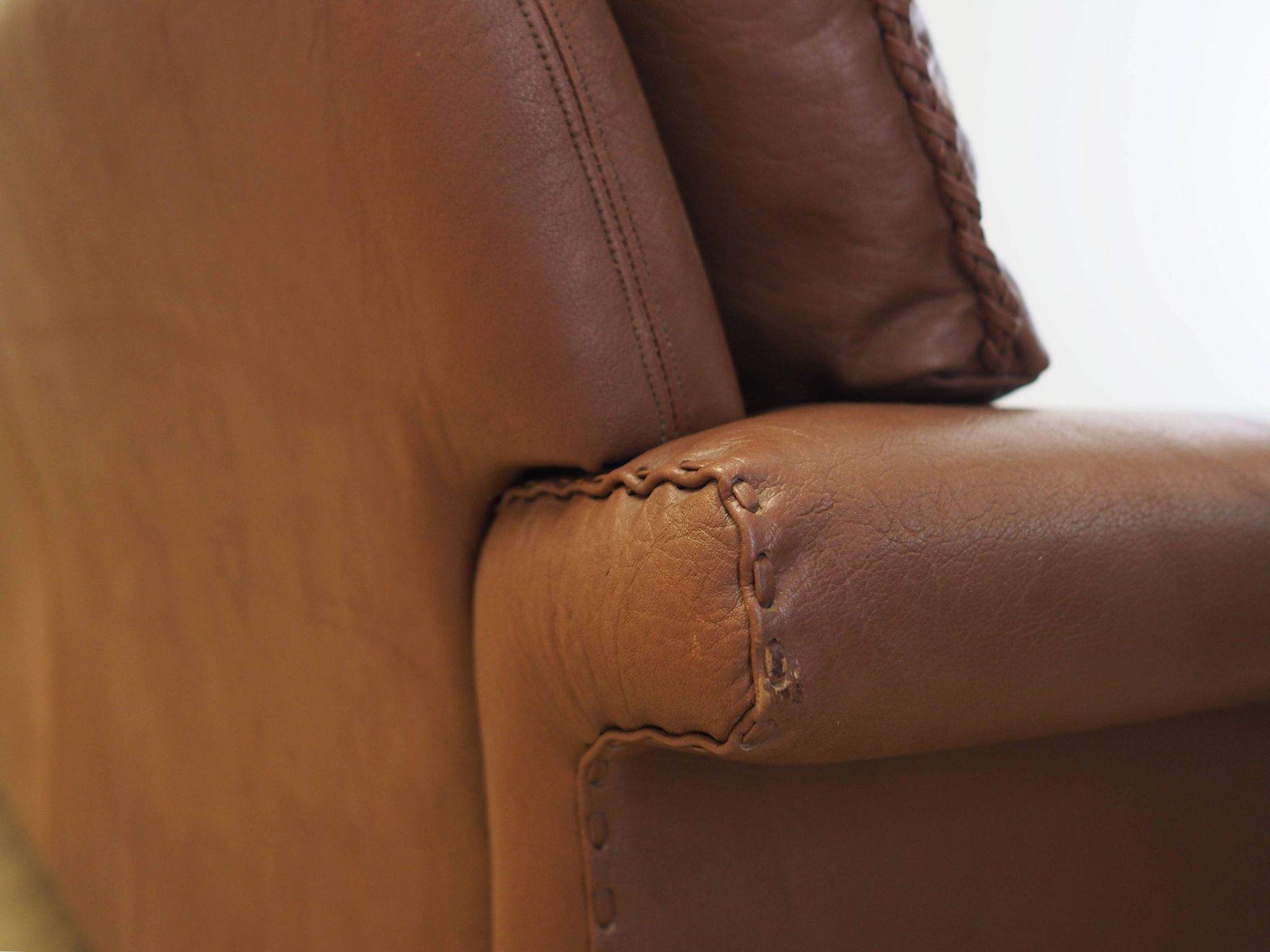 Brown leather sofa, Danish design, 1960s, manufactured by AS Vejen Polstermøbe