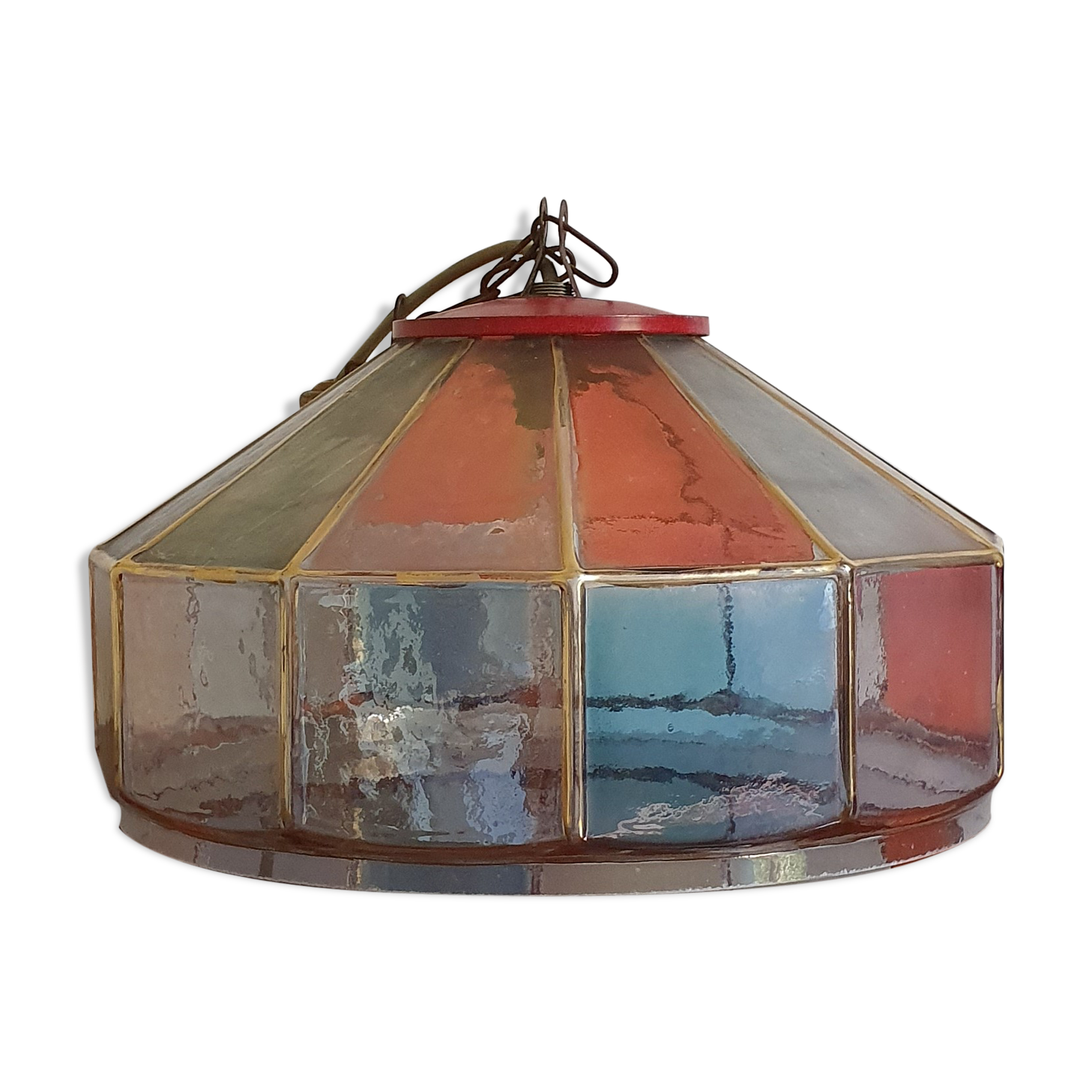 Glass and brass hanging lamp