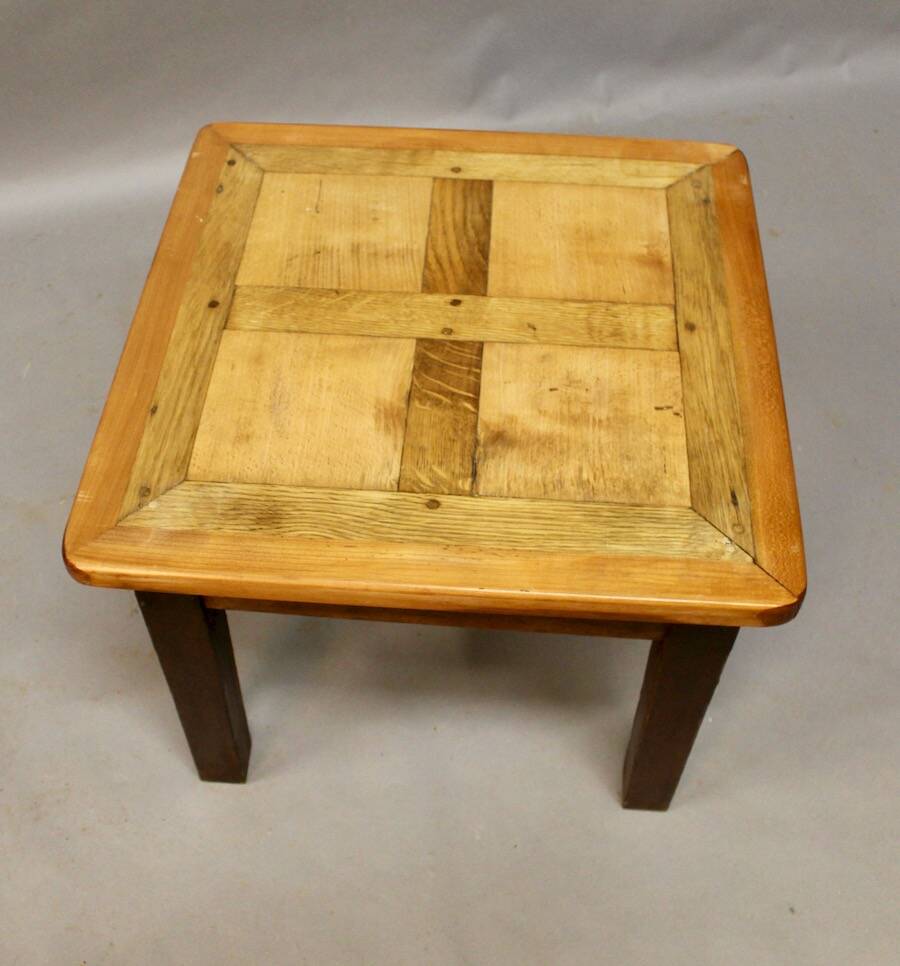 Coffee table on old parquet floor