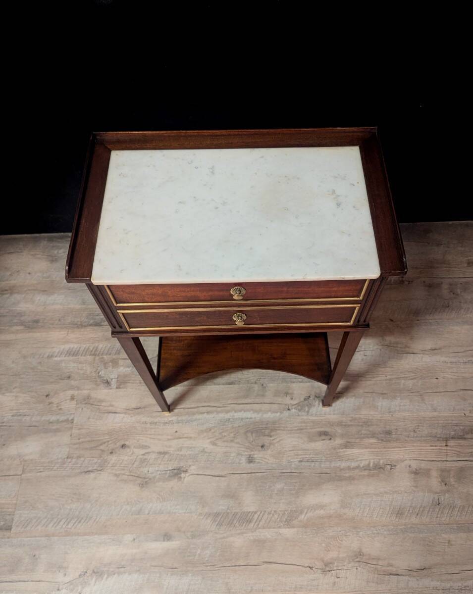 Pair of Louis XVI style mahogany bedside tables