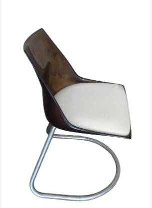 Pair of 70s chairs, smoked plexiglass and chrome legs