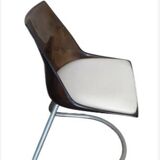 Pair of 70s chairs, smoked plexiglass and chrome legs
