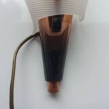 Pair of copper and plexiglass torch wall lights from the 1960s
