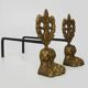 Pair of bronze fire dogs with lion paws. Early 20th century.
