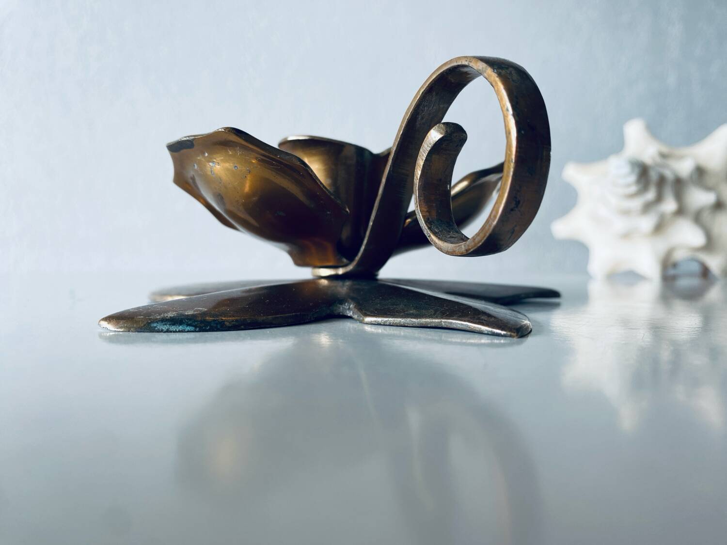 Brass flower candle holder