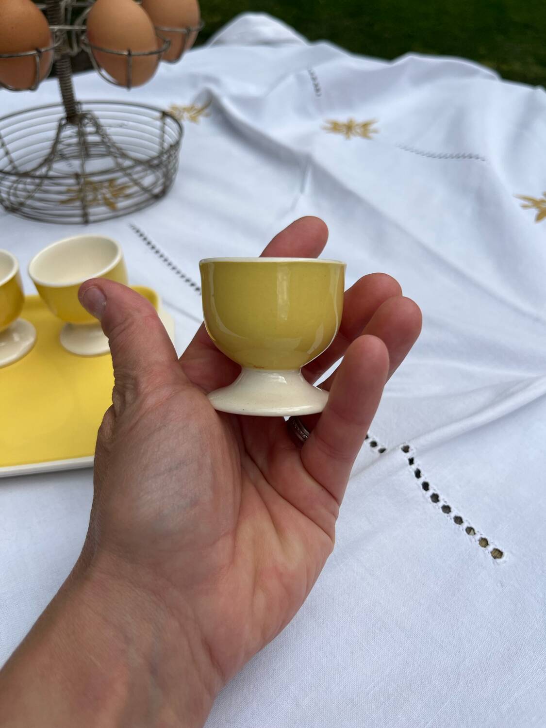 5 egg cups and their serving tray Villeroy and Boch