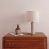 Lampe grès et jute tissée
